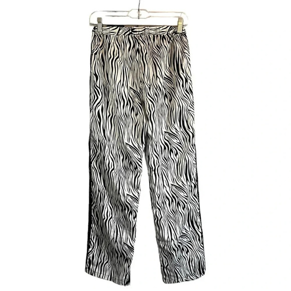 vintage FREDERICKS OF HOLLYWOOD Satin Zebra Pants Lace Side Panel Size Small - Picture 2 of 10